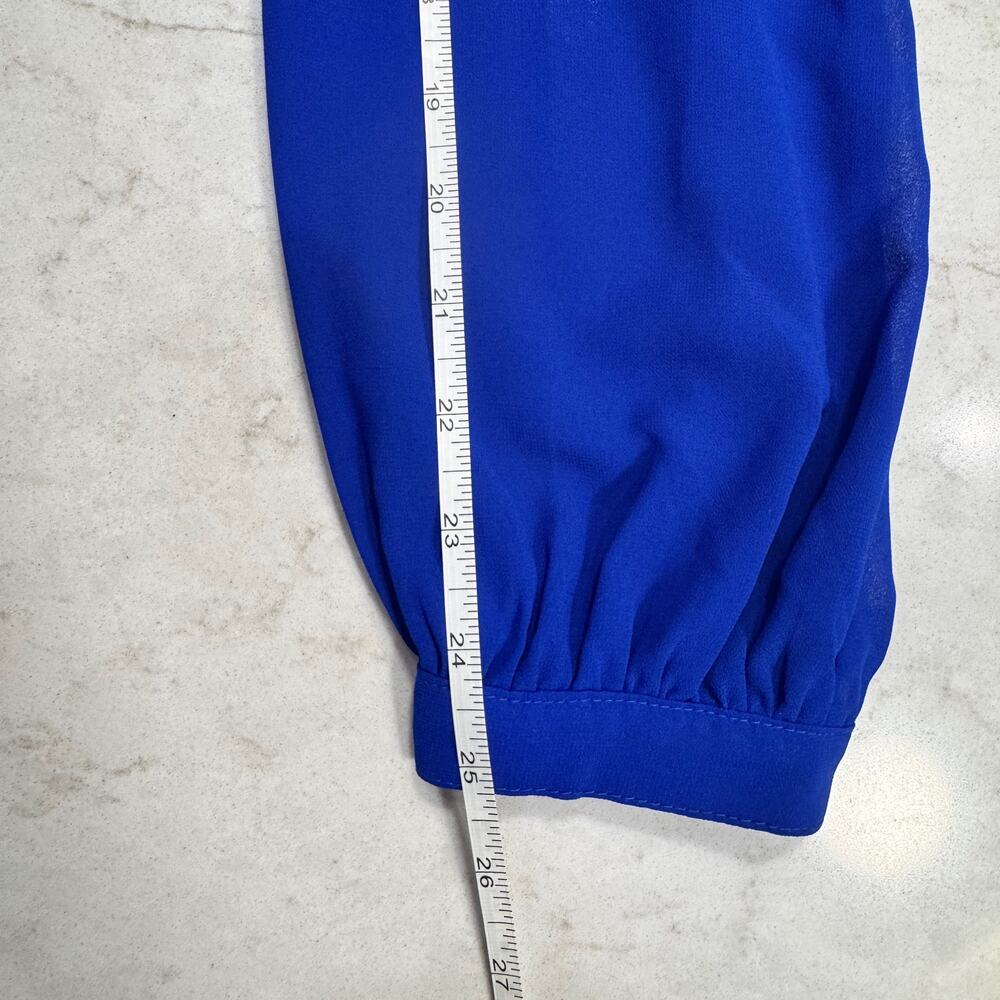Lulus Wondrous Water Lilies Royal Blue Maxi Dress M Faux Wrap Slit Cobalt Event - Picture 14 of 16